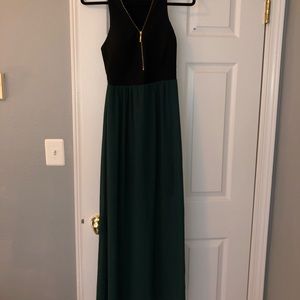 V neck zip maxi dress